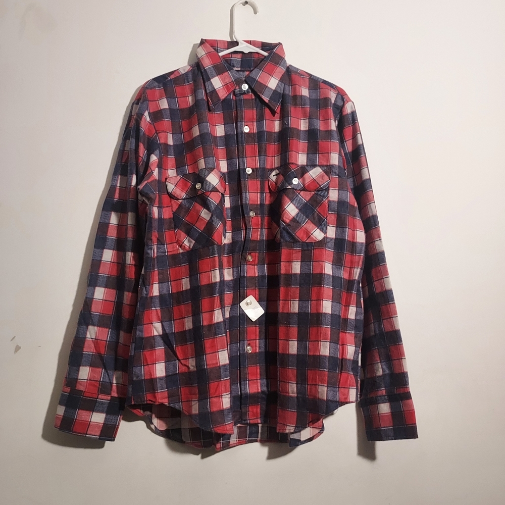 Men's 70's DEADSTOCK plaid Montgomery Ward button down lumberjack shirt